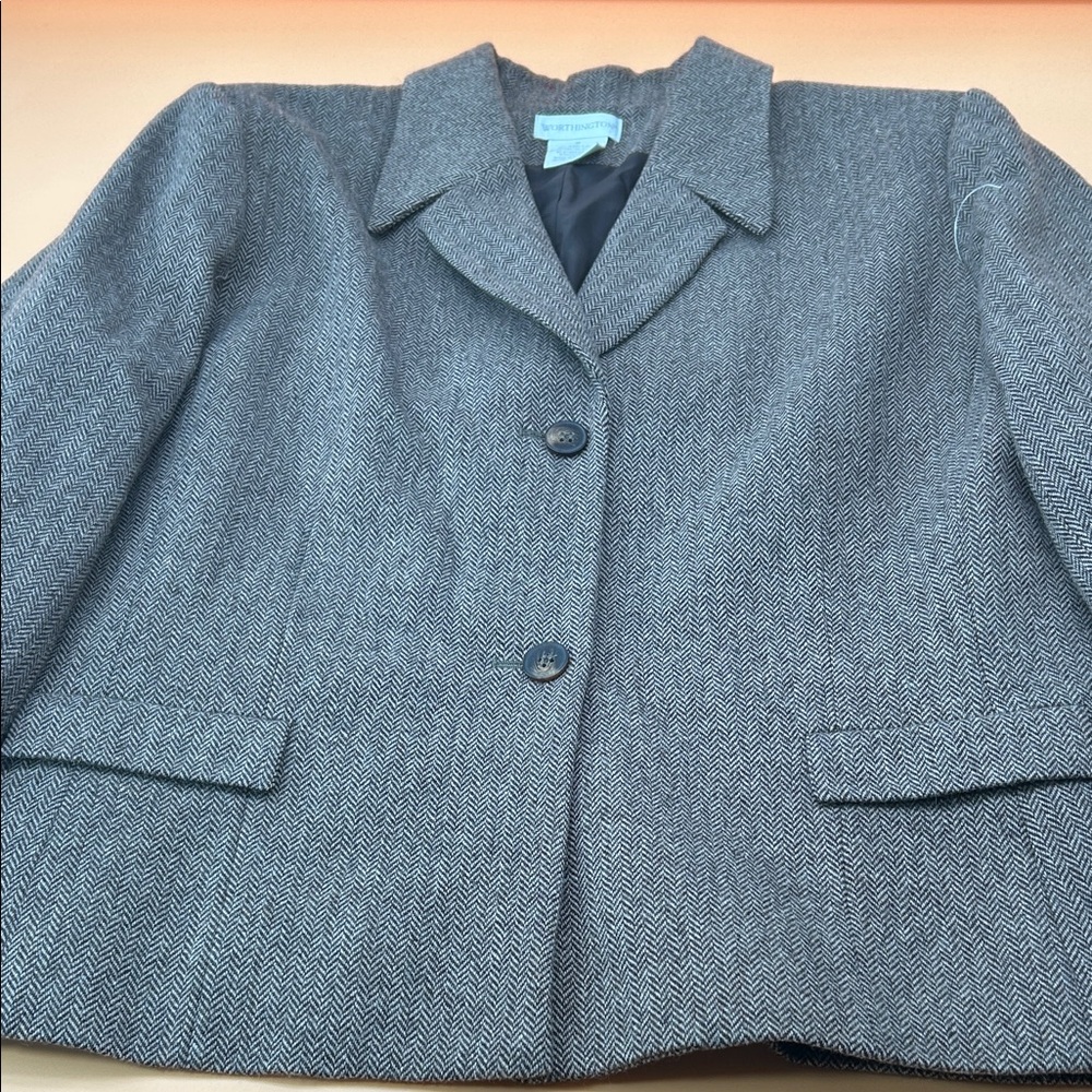 Worthington Charcoal Herringbone Blazer